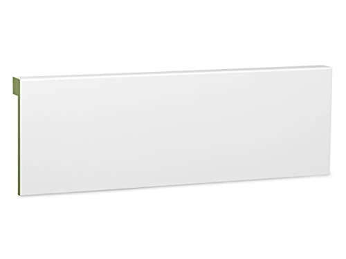 KGM Abdeckleiste für Fliesensockel – feuchtraumgeeignet in modernem Profil– MDF weiß foliert – Maße: 2400 x 19 x 100 mm – 1 Stück von KGM