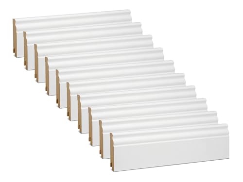 KGM Hamburger Sockelleiste ECO Altberliner Profil – Weiß folierte MDF Fußbodenleiste Kurzlänge – Maße: 2200 x 19 x 80 mm – 1 Stück KGM Hamburger Sockelleiste ECO Altberliner Profil – Weiß folierte MDF Fußbodenleiste Kurzlänge – Maße: 2200 x 19 x 80 mm – 1 Stück von KGM