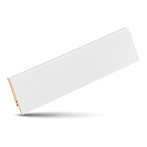 KGM Sockelleiste MEGA – Weiß folierte MDF Fußbodenleiste – Maße: 2400 x 18 x 78 mm – 1 Stück KGM Sockelleiste MEGA – Weiß folierte MDF Fußbodenleiste – Maße: 2400 x 18 x 78 mm – 1 Stück von KGM