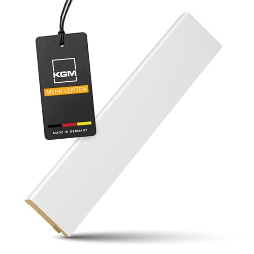KGM Sockelleiste Modern – Weiß folierte MDF Fußbodenleiste – Maße: 2400 x 16 x 58 mm – 1 Stück von KGM