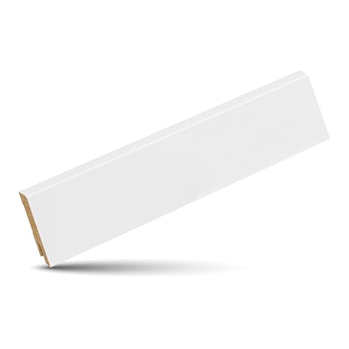 KGM Sockelleiste Modern Abgeschrägt – Weiß folierte MDF Fußbodenleiste – Maße: 2400 x 16 x 58 mm – 1 Stück KGM Sockelleiste Modern Abgeschrägt – Weiß folierte MDF Fußbodenleiste – Maße: 2400 x 16 x 58 mm – 1 Stück von KGM
