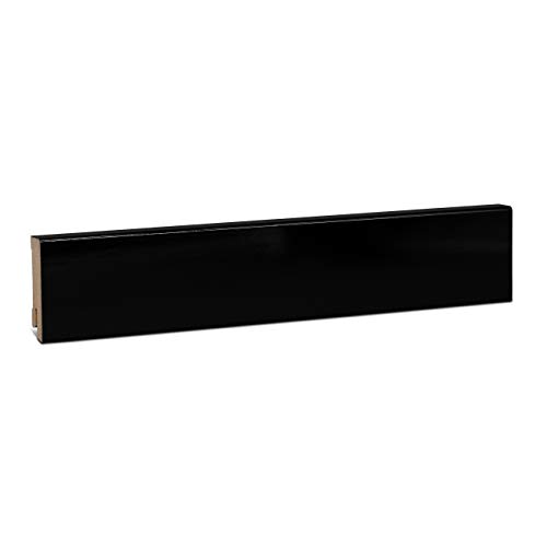 KGM Sockelleiste Modern – Folierte MDF Fußbodenleiste in Hochglanz Schwarz – Maße: 2400 x 16 x 58 mm – 1 Stück KGM Sockelleiste Modern – Folierte MDF Fußbodenleiste in Hochglanz Schwarz – Maße: 2400 x 16 x 58 mm – 1 Stück von KGM