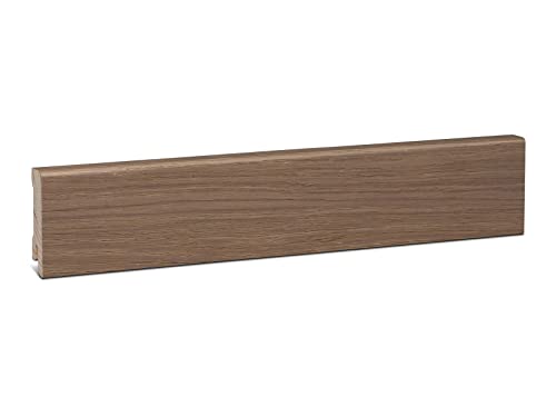 KGM Sockelleiste Modern – Furnierte Massivholz-Sockelleiste in Alpen Eiche Grau – Maße: 2400 x 16 x 58 mm – 1 Stück von KGM