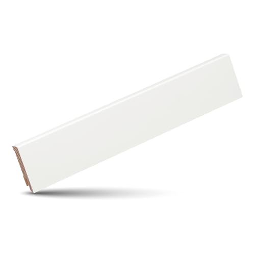 KGM Sockelleiste Modern – Weiß lackierte Fußbodenleiste aus Kiefer Massivholz – Maße: 2400 x 16 x 58 mm – 1 Stück von KGM