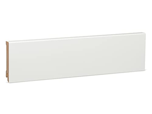 KGM Sockelleiste Modern – Weiß lackierte Fußbodenleiste aus Kiefer Massivholz – Maße: 2400 x 16 x 78 mm – 1 Stück von KGM