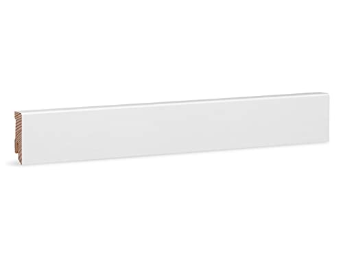 KGM Sockelleiste Modern – Weiß lackierte Fußbodenleiste aus Kiefer Massivholz RAL 9016 – Maße: 2400 x 16 x 40 mm – 1 Stück von KGM