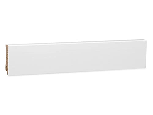KGM Sockelleiste Modern - Weiß lackierte Fußbodenleiste aus Kiefer Massivholz RAL 9016 - Maße: 2400 x 16 x 58 mm - 1 Stück von KGM