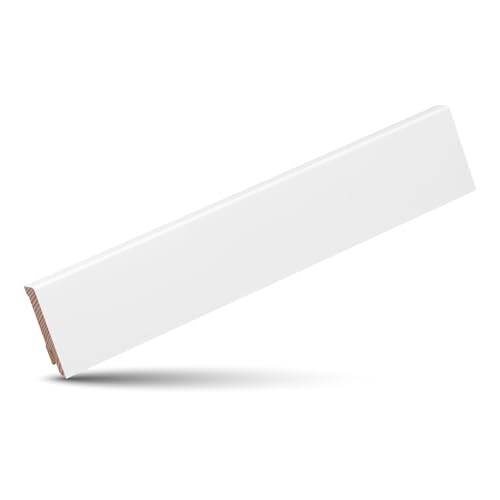 KGM Sockelleiste Modern - Weiß lackierte Fußbodenleiste aus Kiefer Massivholz RAL 9016 - Maße: 2400 x 16 x 58 mm - 1 Stück von KGM