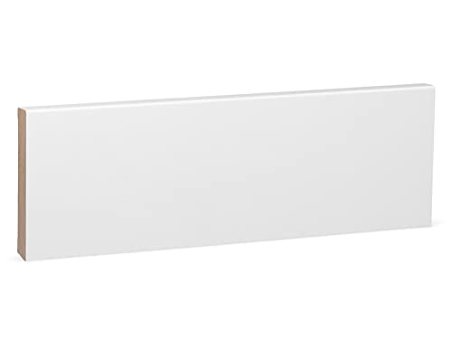 KGM Sockelleiste Modern - Weiß lackierte Fußbodenleiste aus Kiefer Massivholz RAL 9016 - Maße: 2400 x 16 x 95 mm - 1 Stück von KGM