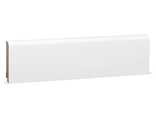 KGM Sockelleiste Oben Rund – MDF weiß direktlackiert RAL9016 – Maße: 2.440 x 18 x 76 mm – 1 Stück KGM Sockelleiste Oben Rund – MDF weiß direktlackiert RAL9016 – Maße: 2.440 x 18 x 76 mm – 1 Stück von KGM