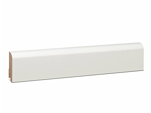 KGM Sockelleiste Oben Rund – Weiß lackierte Fußbodenleiste aus Kiefer Massivholz – Maße: 2400 x 18 x 58 mm – 1 Stück von KGM