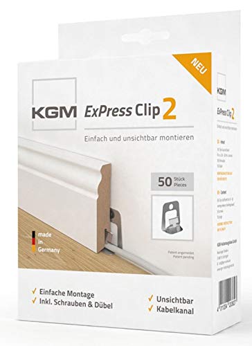 KGM Sockelleisten ExPress Clips 2 – Leistenclips für die unsichtbare Montage von Fußleisten – 50 Stück von KGM