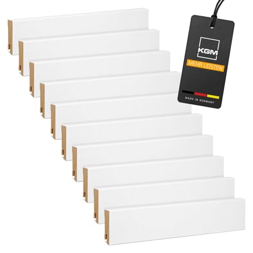 KGM Vorteilspack - Sockelleiste Express Modern – Weiß folierte MDF Fußbodenleiste – Maße: 2400 x 19 x 60 mm (20 St. / 48 Meter) von KGM