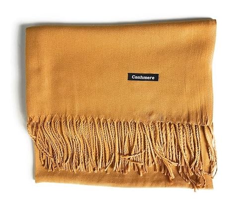 Luxuriöser Pashmina-Schal, extragroß, superweich, Wollmischung, Hijab (Senf) von KGM