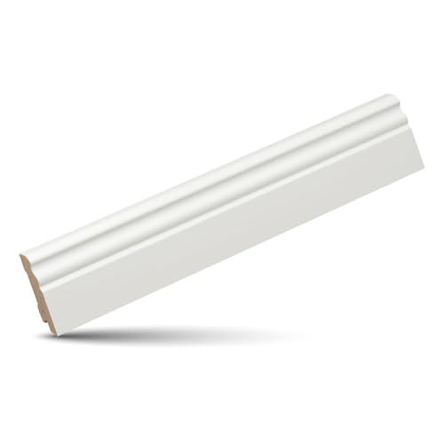 KGM Hamburger Sockelleiste Altberliner Profil – Weiß lackierte Fußbodenleiste aus Kiefer Massivholz – Maße: 2400 x 18 x 58 mm – 1 Stück von KGM