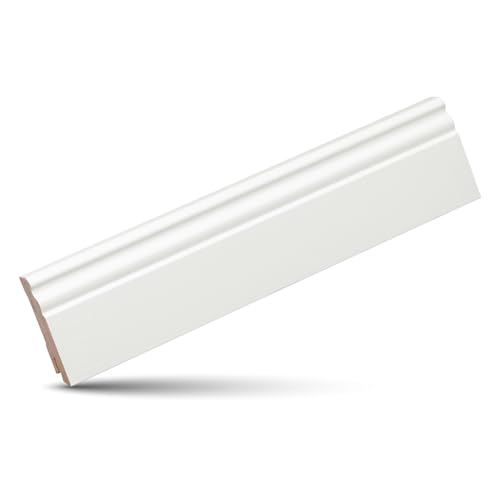 KGM Hamburger Sockelleiste Altberliner Profil – Weiß lackierte Fußbodenleiste aus Kiefer Massivholz – Maße: 2400 x 18 x 70 mm – 1 Stück von KGM