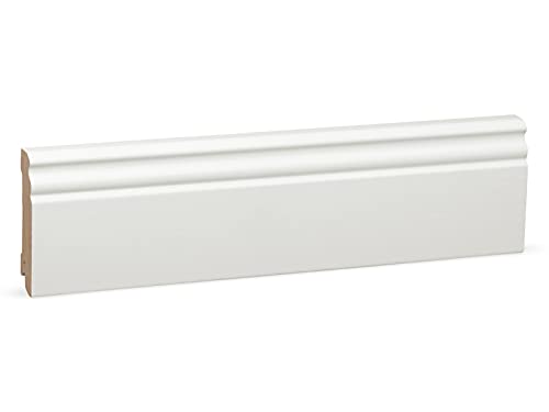 KGM Hamburger Sockelleiste Altberliner Profil – Weiß lackierte Fußbodenleiste aus Kiefer Massivholz – Maße: 2400 x 18 x 78 mm – 1 Stück von KGM