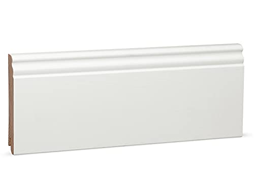 KGM Hamburger Sockelleiste Altberliner Profil – Weiß lackierte Fußbodenleiste aus Kiefer Massivholz – Maße: 2400 x 18 x 115 mm – 1 Stück von KGM