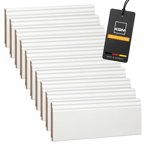 Vorteilspack KGM Hamburger Sockelleiste Altberliner Profil - Weiß lackierte Fußbodenleiste aus Kiefer Massivholz - Maße: 2400 x 18 x 115 mm - 10 Stück / 24M Vorteilspack KGM Hamburger Sockelleiste Altberliner Profil - Weiß lackierte Fußbodenleiste aus Kiefer Massivholz - Maße: 2400 x 18 x 115 mm - 10 Stück / 24M von KGM