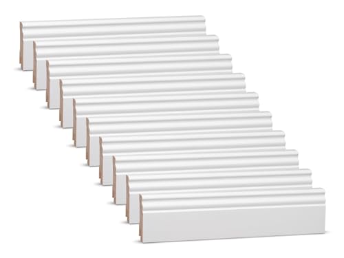 Vorteilspack KGM Hamburger Sockelleiste Altberliner Profil - Weiß lackierte Fußbodenleiste aus Kiefer Massivholz - Maße: 2400 x 18 x 70 mm - 20 Stück / 48M von KGM