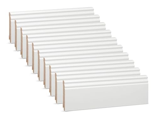 Vorteilspack KGM Hamburger Sockelleiste Altberliner Profil - Weiß lackierte Fußbodenleiste aus Kiefer Massivholz - Maße: 2400 x 18 x 95 mm - 40 Stück / 96M von KGM