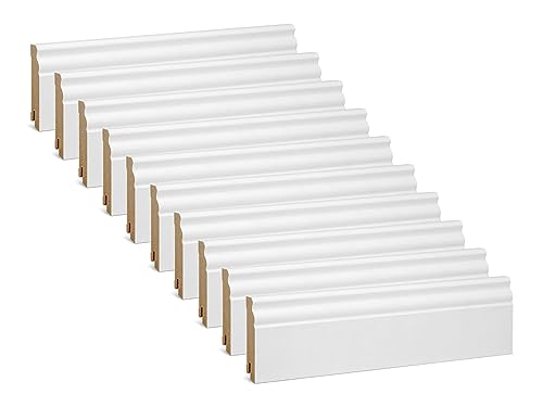 Vorteilspack KGM Hamburger Sockelleiste ECO Altberliner Profil – Weiß folierte MDF Fußbodenleiste Kurzlänge – Maße: 2200 x 19 x 80 mm – 20 Stück Vorteilspack KGM Hamburger Sockelleiste ECO Altberliner Profil – Weiß folierte MDF Fußbodenleiste Kurzlänge – Maße: 2200 x 19 x 80 mm – 20 Stück von KGM