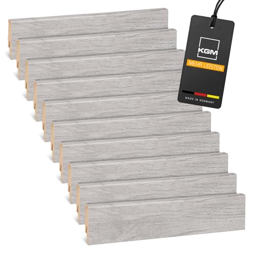 Vorteilspack KGM Sockelleiste Mega - foliert Eiche MDF Fußbodenleiste - Maße: 2400 x 16 x 58 mm - 10 Stück / 24M von KGM