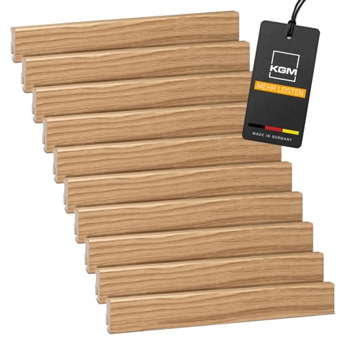 Vorteilspack KGM Sockelleiste Modern - Furnierte Massivholz-Sockelleiste in Eiche lackiert - Maße: 2400 x 16 x 40 mm - 20 Stück / 48M von KGM