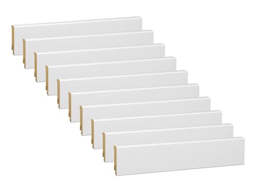 Vorteilspack KGM Sockelleiste Modern - Weiß folierte MDF Fußbodenleiste - Maße: 2400 x 16 x 58 mm - 20 Stück / 48M von KGM