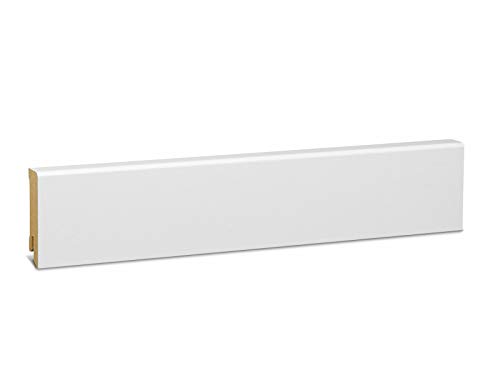 Vorteilspack KGM Sockelleiste Modern – Weiß folierte MDF Fußbodenleiste – Maße: 2400 x 16 x 58 mm – 10 Stück / 24M von KGM