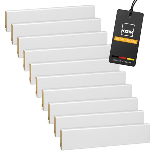 Vorteilspack KGM Sockelleiste Modern – Weiß folierte MDF Fußbodenleiste – Maße: 2400 x 16 x 58 mm – 10 Stück / 24M Vorteilspack KGM Sockelleiste Modern – Weiß folierte MDF Fußbodenleiste – Maße: 2400 x 16 x 58 mm – 10 Stück / 24M von KGM