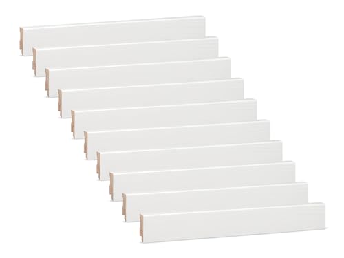 Vorteilspack KGM Sockelleiste Modern - Weiß lackierte Fußbodenleiste aus Kiefer Massivholz - Maße: 2400 x 16 x 40 mm - 20 Stück / 48M von KGM