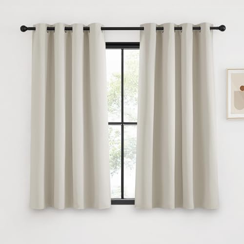 KGORGE Blackout Curtains for Bedroom Thermovorhang mit Ösen Gardienen 2-Set 145 x 140 cm(HxB) Verdunklungsvorhänge Schlafzimmer Gardinen Kurz Blickdicht, Natur von KGORGE