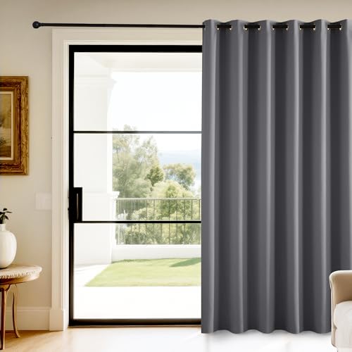 KGORGE Extra Breite Vorhänge 200cm Breit Graue Vorhang Blickdicht Verdunklungsvorhänge Ösen 1 Stück H 240 x B 200 cm Wohnzimmer Gardinen Für Große Fenster mit Ösen Thermovorhang Raumtrenne von KGORGE