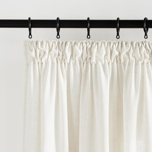 KGORGE Extra Lange Gardinen Wohnzimmer Boho Vorhänge Leinen 2er Set 260cm x 140cm(HxB) Leinenvorhang Halbtransparent Kräuselband Leinenoptik Hellbeige Linen Curtains Living Room von KGORGE