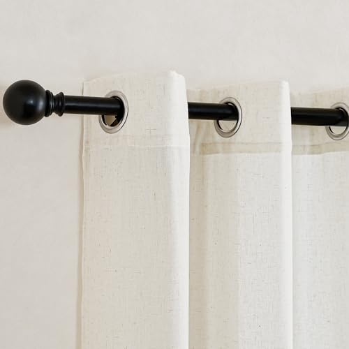 KGORGE Extra Lange Gardinen Wohnzimmer Boho Leinen Ösenvorhang 2er Set Vorhänge Halbtransparent Leinenoptik Linen Curtains for Living Room, 260cm x 140cm(HxB), Hellbeige von KGORGE