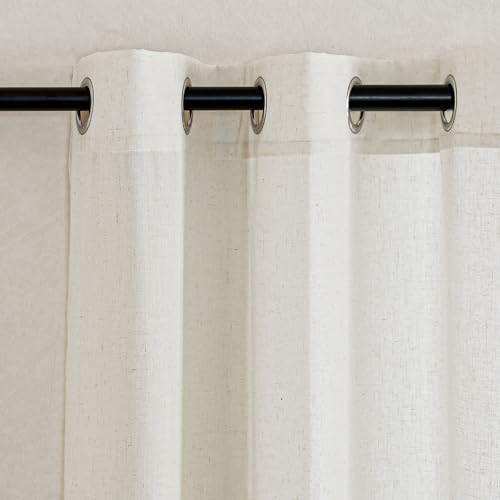 KGORGE Extra Lange Gardinen Wohnzimmer Boho Leinen Ösenvorhang 2er Set Vorhänge Halbtransparent Leinenoptik Linen Curtains for Living Room, 260cm x 140cm(HxB), Hellbeige von KGORGE