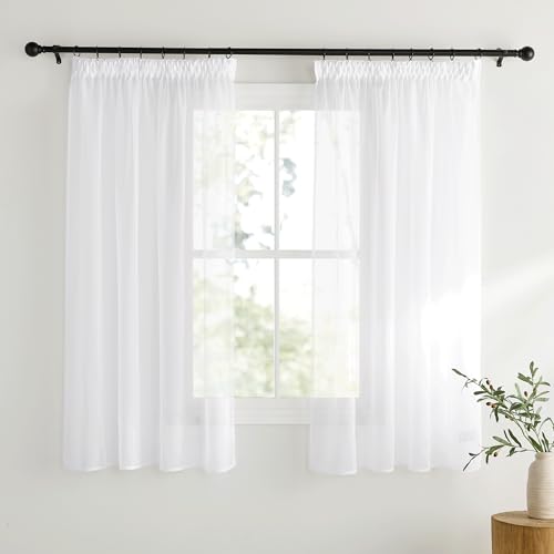 KGORGE Gardinen mit Kräuselband Kurz Vorhang Weiß Transparent Voile Gardine für Kleine Fenster Küchengardinen Durchsichtige Vorhänge Weiss Sheer Curtains, 2er Set H 145 x B 140 cm KGORGE Gardinen mit Kräuselband Kurz Vorhang Weiß Transparent Voile Gardine für Kleine Fenster Küchengardinen Durchsichtige Vorhänge Weiss Sheer Curtains, 2er Set H 145 x B 140 cm von KGORGE