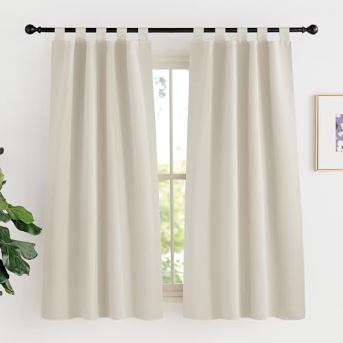 KGORGE Kurze Vorhänge 150 cm Lang Verdunklungsvorhänge Beige Schlaufenschal 2er Set Blickdicht Schlaufenvorhang Gardinen Küche Modern H 150 x B 90 cm Thermovorhang Gegen Kälte Und Hitze, Hellbeige von KGORGE