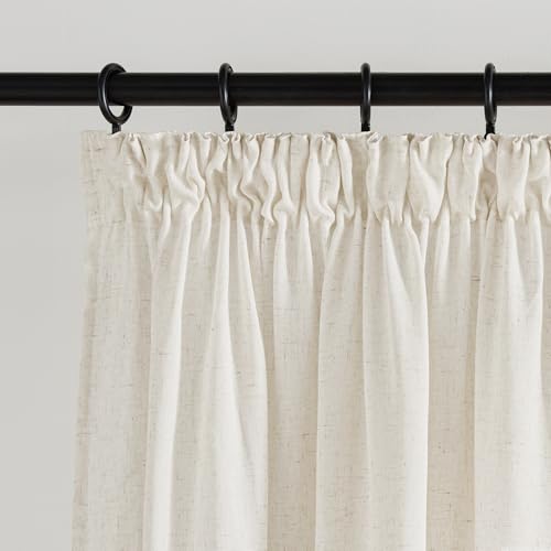 KGORGE Leinen Gardinen mit Kräuselband 2er Set Wohnzimmer Leinenoptik Vorhänge Halbtransparent 220cm x 140cm(HxB) Boho Linen Curtains for Living Room, Naturfarbe von KGORGE