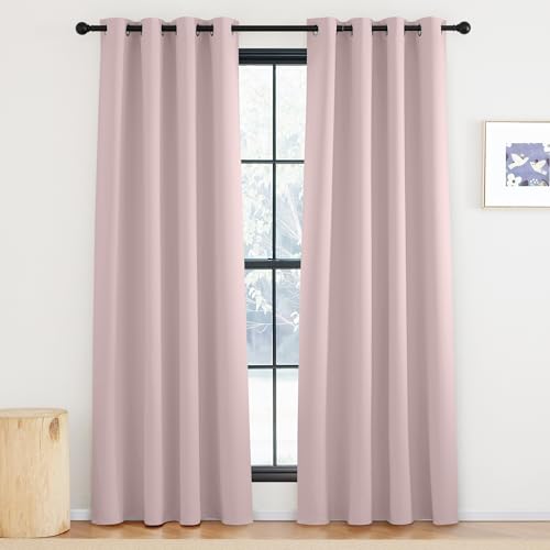 KGORGE Pink Vorhang 220 cm Lang Thermo Gardinen Isolierend Kälte Und Wärme Blickdichte Vorhänge Wohnzimmer Verdunkelungsvorhang Kinderzimmer Blackout Curtain, 220 x 140 cm(HxB) Hellrosa von KGORGE
