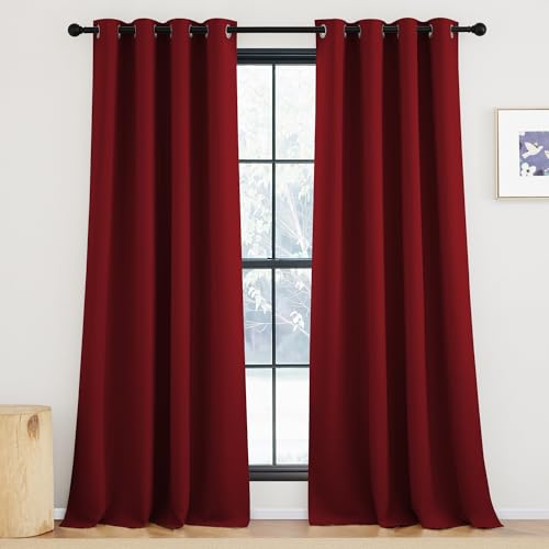 KGORGE Rote Gardinen Wohnzimmer Vorhänge Gegen Hitze Vorhang 245 cm Lang Dicke Modern Verdunklungsvorhänge Ösenvorhang Blickdicht 2er Set 245 x 140 cm(HxB) Blackout Curtains Living Room von KGORGE