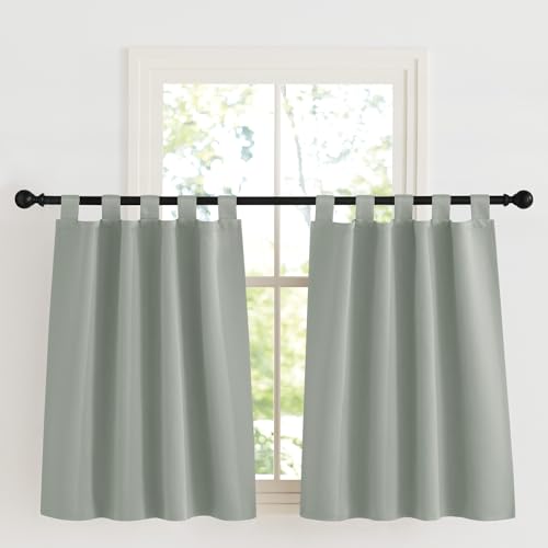 KGORGE Scheibengardine Kinderzimmer Verdunklungsvorhänge mit Schlaufen Schlaufenvorhang Blickdicht Kurz Schlaufenschal 2er Set Kurze Vorhänge Salbeigrün, H 90 x B 90 cm KGORGE Scheibengardine Kinderzimmer Verdunklungsvorhänge mit Schlaufen Schlaufenvorhang Blickdicht Kurz Schlaufenschal 2er Set Kurze Vorhänge Salbeigrün, H 90 x B 90 cm von KGORGE