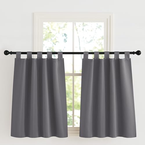 KGORGE Scheibengardinen Modern Kurz Schlaufengardinen Blickdicht Schlaufenschal 2er Set H 90 x B 90 cm Küche Gardinen Fenster Grau Verdunklungsvorhänge Schlafzimmer Thermovorhang KGORGE Scheibengardinen Modern Kurz Schlaufengardinen Blickdicht Schlaufenschal 2er Set H 90 x B 90 cm Küche Gardinen Fenster Grau Verdunklungsvorhänge Schlafzimmer Thermovorhang von KGORGE