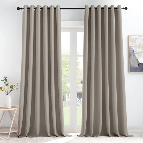 KGORGE Thermovorhänge gegen Hitze Wohnzimmer Gardinen mit Ösen 2er Set 245 x 200 cm(HxB) Verdunklungsvorhänge Blickdicht Blackout Curtains for Living Room, Sandfarben von KGORGE