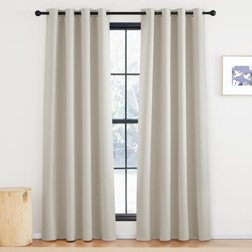 KGORGE Verdunkelungsvorhang Ösen Schlafzimmer Gardinen und Vorhänge Blickdicht Gardinen Wärmeisolierend Thermovorhang mit Ösen, Natur, 2er Set 220 x 140 cm(HxB) von KGORGE