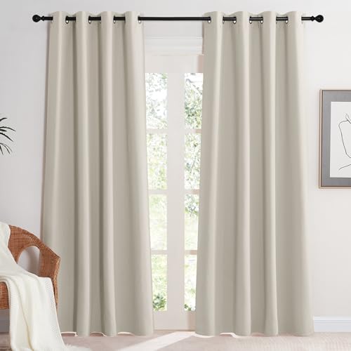 KGORGE Verdunkelungsvorhang Ösen Schlafzimmer Gardinen und Vorhänge Blickdicht Wärmeisolierend Thermovorhang mit Ösen 2er Set 220 x 140 cm(HxB), Natur von KGORGE
