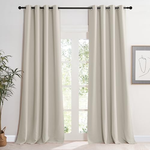 KGORGE Verdunklungsvorhänge Wohnzimmer Gardinen mit Ösen 2er Set 245 x 140 cm(HxB) Vorhang Blickdicht Natur Thermovorhang Hitzeschutz Blackout Curtains for Living Room von KGORGE