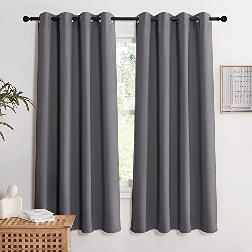 KGORGE Verdunklungsvorhänge mit Ösen Garu Blickdichte Gardinen Schlafzimmer Ösenschal 2er Set 160 x 140 cm(HxB) Blackout Vorhang Wärmeisolierend Thermovorhang gegen Hitze von KGORGE