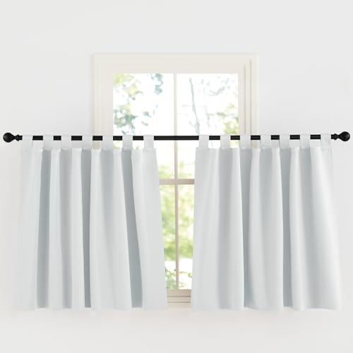KGORGE Vorhang Blickdicht Weiss Scheibengardine Schlaufengardinen Weiß Schlaufenschal 2er Set Blickdicht Schlaufenvorhang Kurz Gardinen Fenster Vorhänge mit Schlaufen H 100 x B 140 cm, Grauweiß KGORGE Vorhang Blickdicht Weiss Scheibengardine Schlaufengardinen Weiß Schlaufenschal 2er Set Blickdicht Schlaufenvorhang Kurz Gardinen Fenster Vorhänge mit Schlaufen H 100 x B 140 cm, Grauweiß von KGORGE